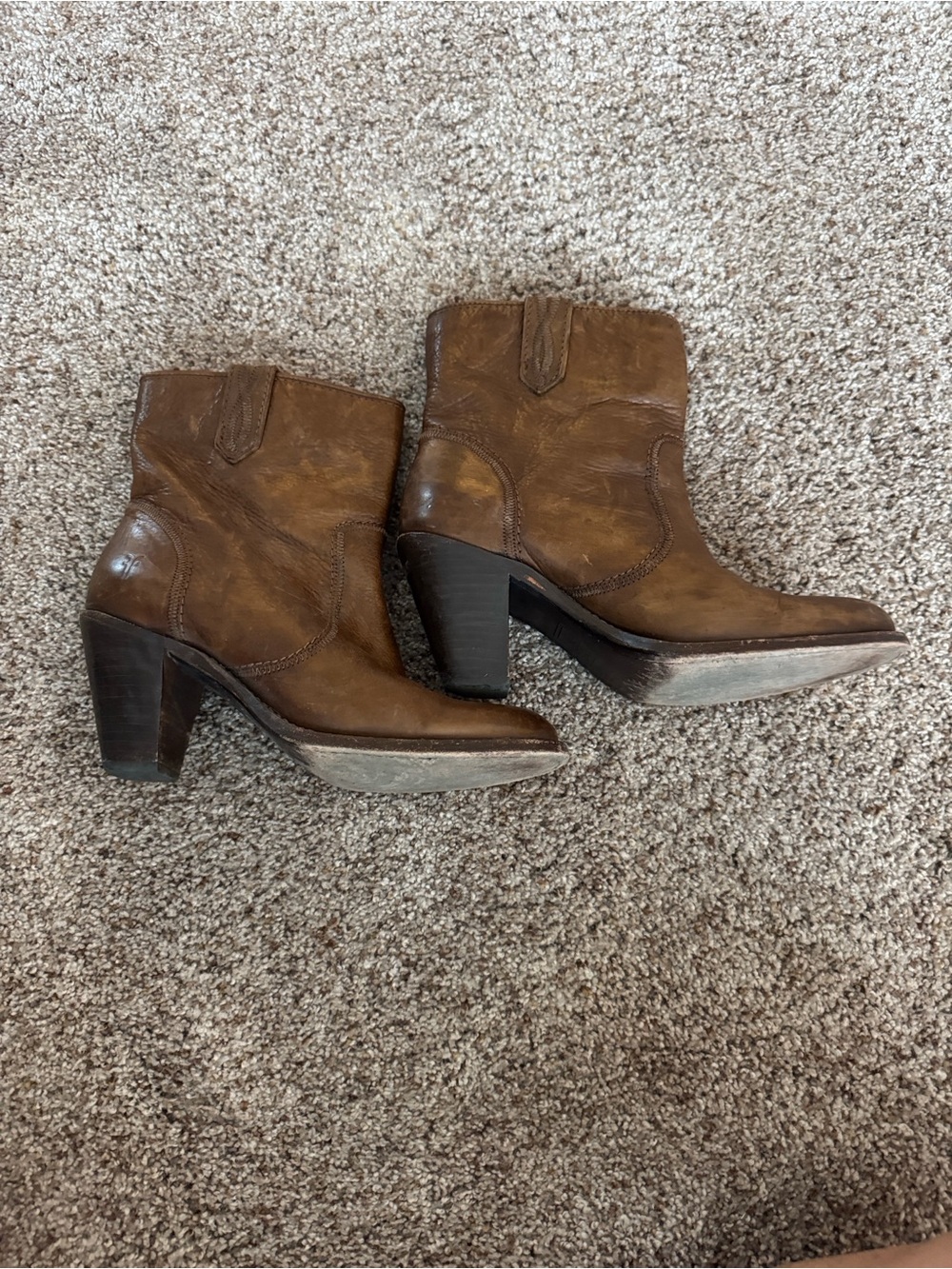 Frye Women’s Brown Leather Western Ankle Booties - Picture 3 of 7